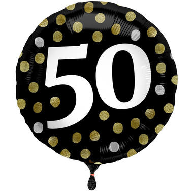 Folieballon 50 jaar Luxe Zwart 45cm - Per Stuk
