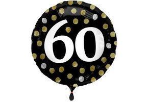 Folieballon 60 jaar Luxe Zwart 45cm - Per Stuk