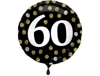 Folieballon 60 jaar Luxe Zwart 45cm - Per Stuk