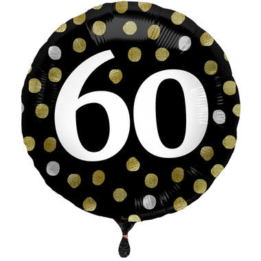 Folieballon 60 jaar Luxe Zwart 45cm - Per Stuk