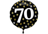 Folieballon 70 jaar Luxe Zwart 45cm - Per Stuk