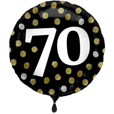 Folieballon 70 jaar Luxe Zwart 45cm - Per Stuk