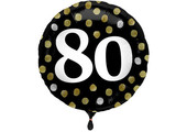 Folieballon 80 jaar Luxe Zwart 45cm - Per Stuk
