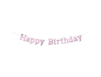 Happy Birthday Letterslinger Glossy Roze - 3 meter
