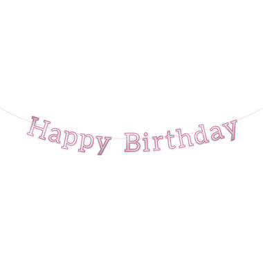 Happy Birthday Letterslinger Glossy Roze - 3 meter