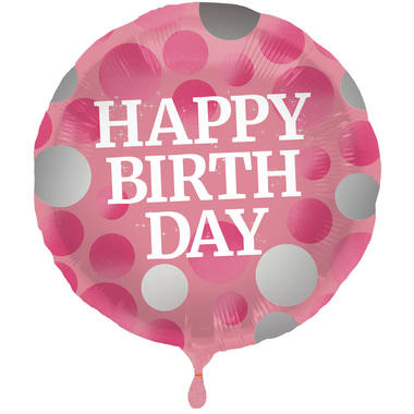 Happy Birthday Folieballon Glossy Roze - 45cm