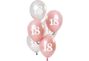 Ballonnen 18 jaar Glossy Roze 23cm - 6 stuks