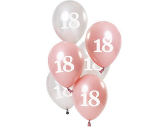 Ballonnen 18 jaar Glossy Roze 23cm - 6 stuks