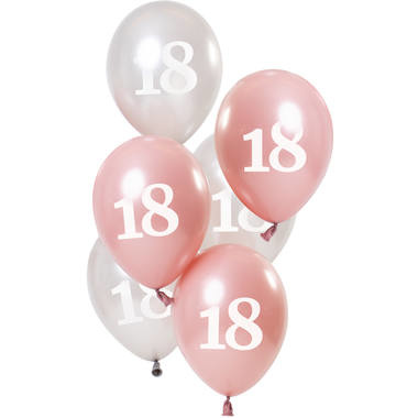 Ballonnen 18 jaar Glossy Roze 23cm - 6 stuks