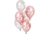 Ballonnen 25 jaar Glossy Roze 23cm - 6 stuks