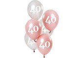 Ballonnen 40 jaar Glossy Roze 23cm - 6 stuks
