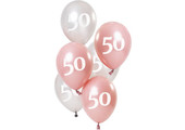 Ballonnen 50 jaar Glossy Roze 23cm - 6 stuks