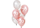Ballonnen 70 jaar Glossy Roze 23cm - 6 stuks