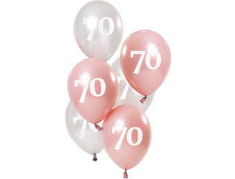 Ballonnen 70 jaar Glossy Roze 23cm - 6 stuks