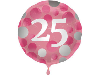 Folieballon 25 jaar Glossy Roze 45cm - Per Stuk