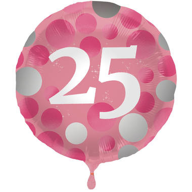 Folieballon 25 jaar Glossy Roze 45cm - Per Stuk