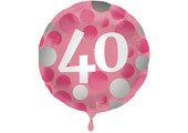 Folieballon 40 jaar Glossy Roze 45cm - Per Stuk