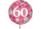 Folieballon 60 jaar Glossy Roze 45cm - Per Stuk
