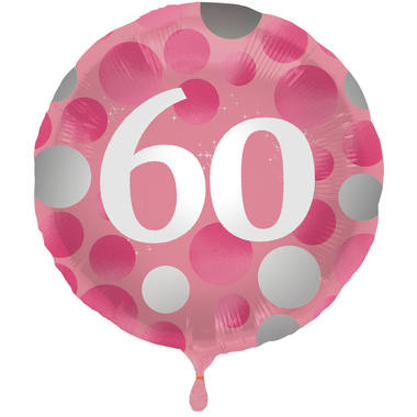 Folieballon 60 jaar Glossy Roze 45cm - Per Stuk