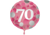 Folieballon 70 jaar Glossy Roze 45cm - Per Stuk