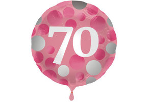 Folieballon 70 jaar Glossy Roze 45cm - Per Stuk