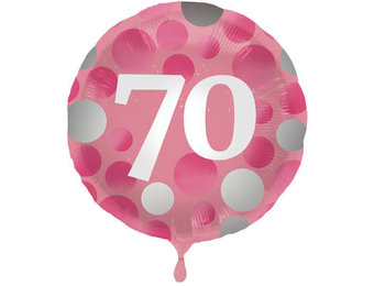 Folieballon 70 jaar Glossy Roze 45cm - Per Stuk