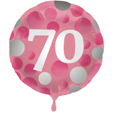 Folieballon 70 jaar Glossy Roze 45cm - Per Stuk
