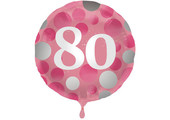 Folieballon 80 jaar Glossy Roze 45cm - Per Stuk