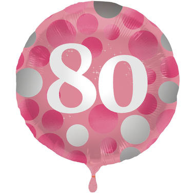 Folieballon 80 jaar Glossy Roze 45cm - Per Stuk