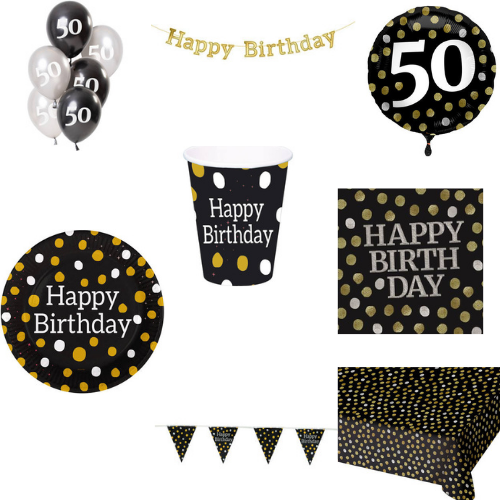 Luxe Zwart Feestpakket 50 jaar