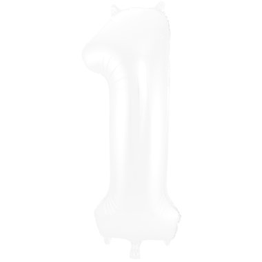 Cijfer Ballon Wit 1 - 86cm