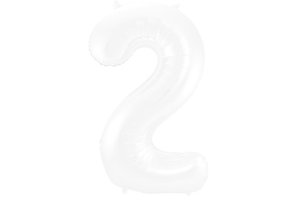 Cijfer Ballon Wit 2 - 86cm