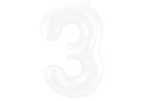 Cijfer Ballon Wit 3 - 86cm