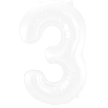Cijfer Ballon Wit 3 - 86cm