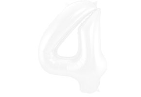 Cijfer Ballon Wit 4 - 86cm