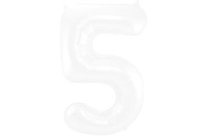 Cijfer Ballon Wit 5 - 86cm