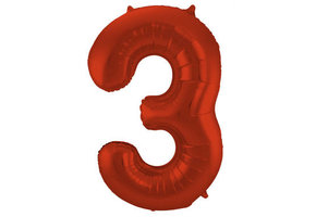 Cijfer Ballon Rood 3 - 86cm
