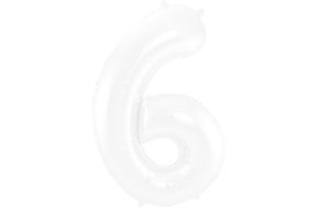 Cijfer Ballon Wit 6 - 86cm
