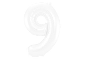 Cijfer Ballon Wit 9 - 86cm