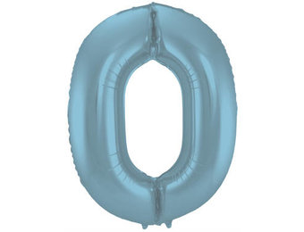 Cijfer Ballon Pastel Blauw 0 - 86cm