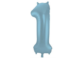 Cijfer Ballon Pastel Blauw 1 - 86cm