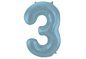 Cijfer Ballon Pastel Blauw 3 - 86cm