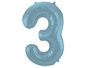Cijfer Ballon Pastel Blauw 3 - 86cm