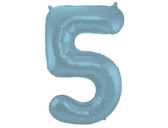 Cijfer Ballon Pastel Blauw 5 - 86cm