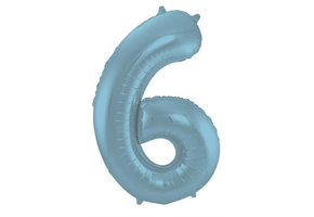Cijfer Ballon Pastel Blauw 6 - 86cm