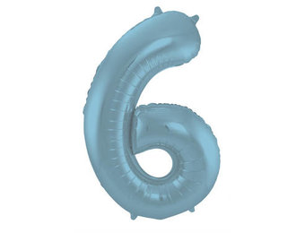 Cijfer Ballon Pastel Blauw 6 - 86cm