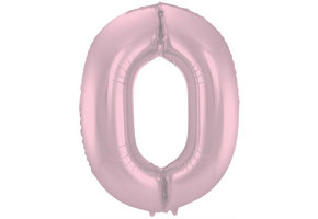 Cijfer Ballon Pastel Roze 0 - 86cm