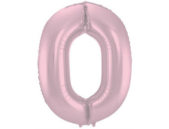 Cijfer Ballon Pastel Roze 0 - 86cm