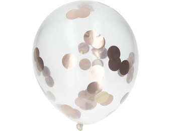 Ballonnen met Rosé Goudkleurige Confetti 30cm - 4 stuks