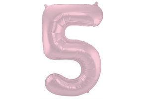 Cijfer Ballon Pastel Roze 5 - 86cm